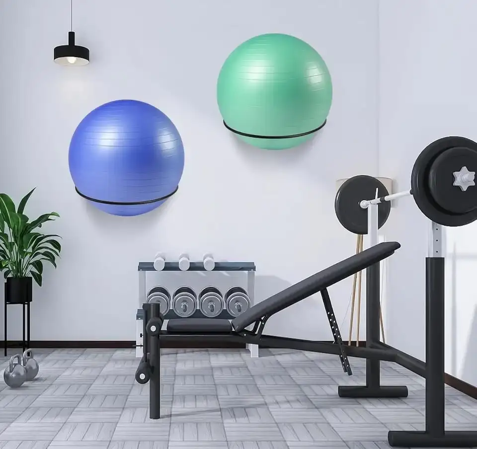 Yoga Ball Holder Wall Mounted Exercise Stability Ball Holder