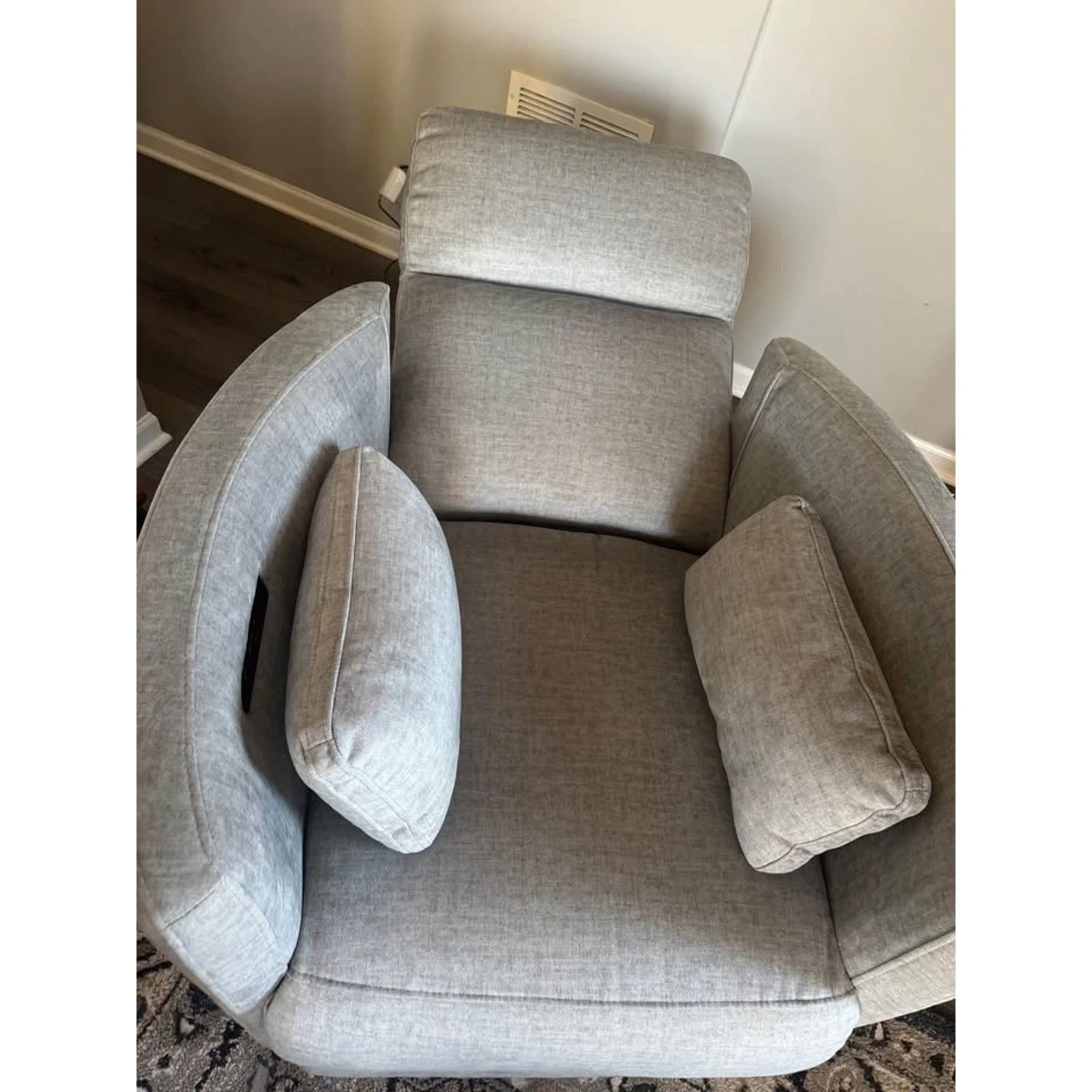 Cheers Gray Velvet Power Recliner Swivel Glider w/ USB - photo 2