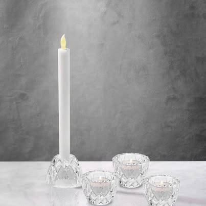 Glass Candle Holders 4-Pack - Diamond Cut Tea Light & Taper