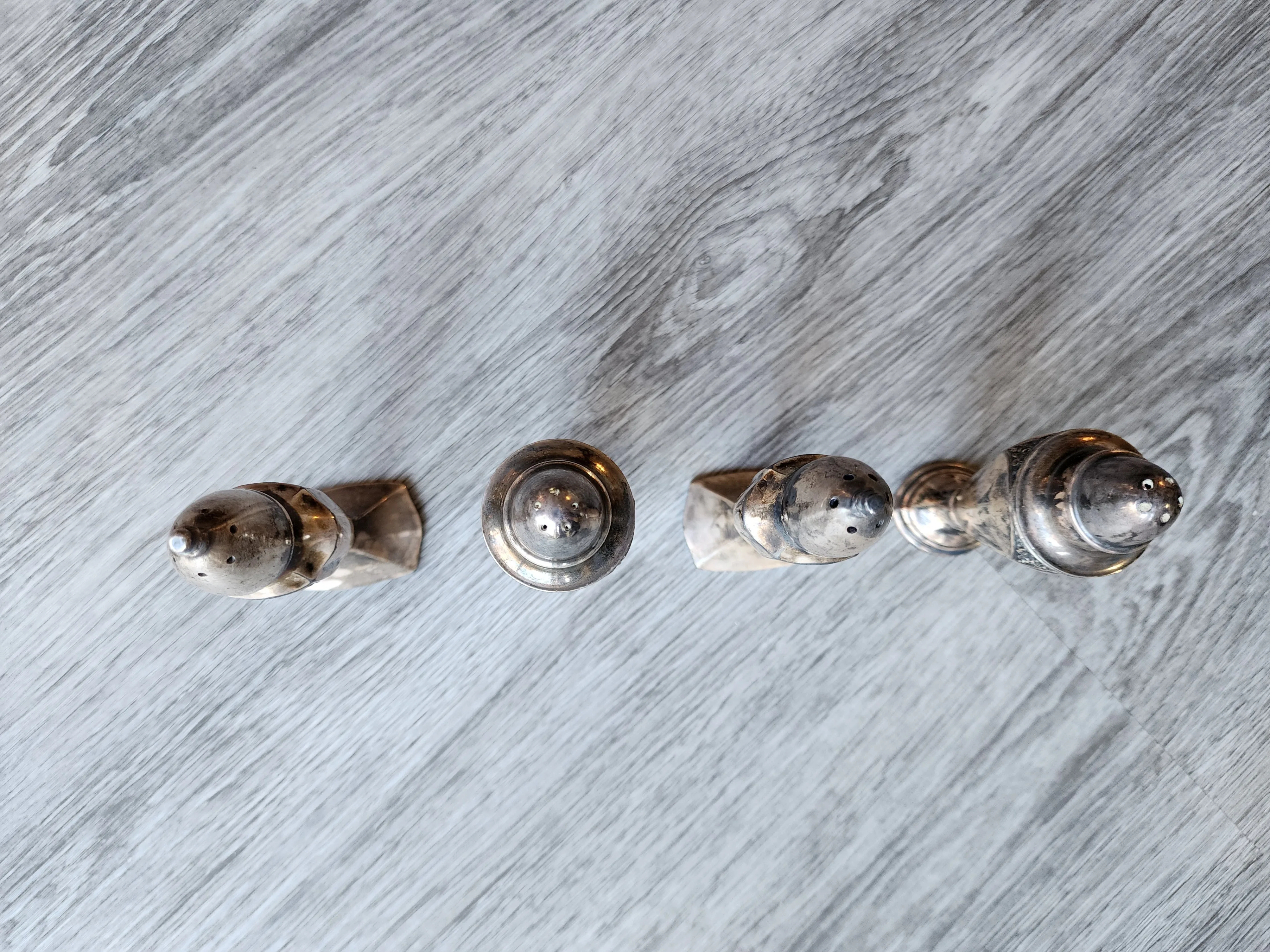 Vintage Silverplate Zinc Salt & Pepper Shakers 2 Pairs - photo 2