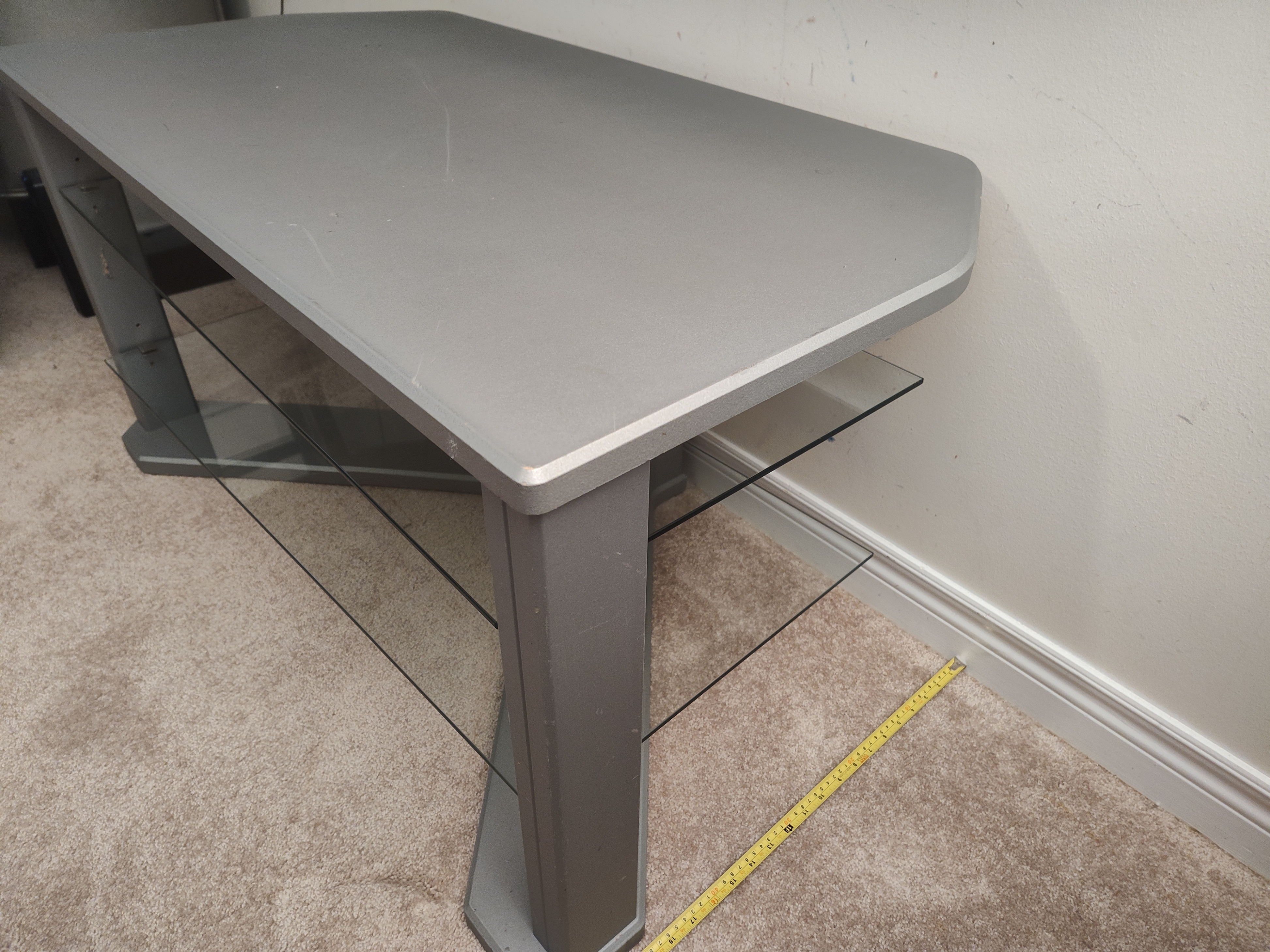 Modern TV Stand / Media Console with Glass Shelves - 44" Wide - photo 3