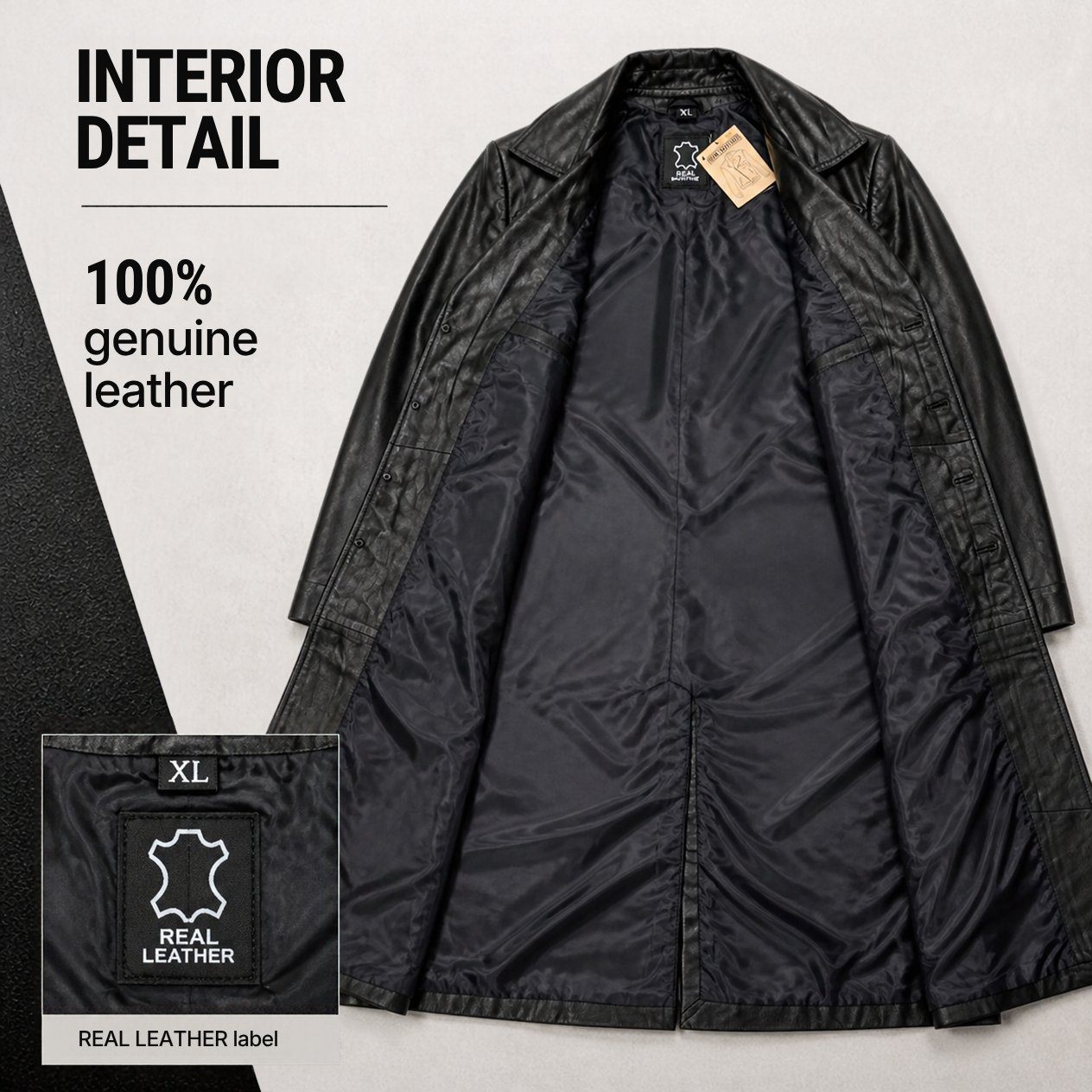 JKT-012 — Women's leather long coat — brand new, size XL - photo 5