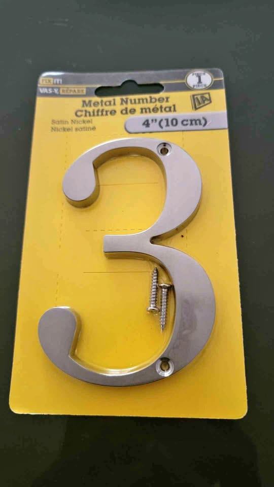 #3 satin nickel  4" 10cm house home number