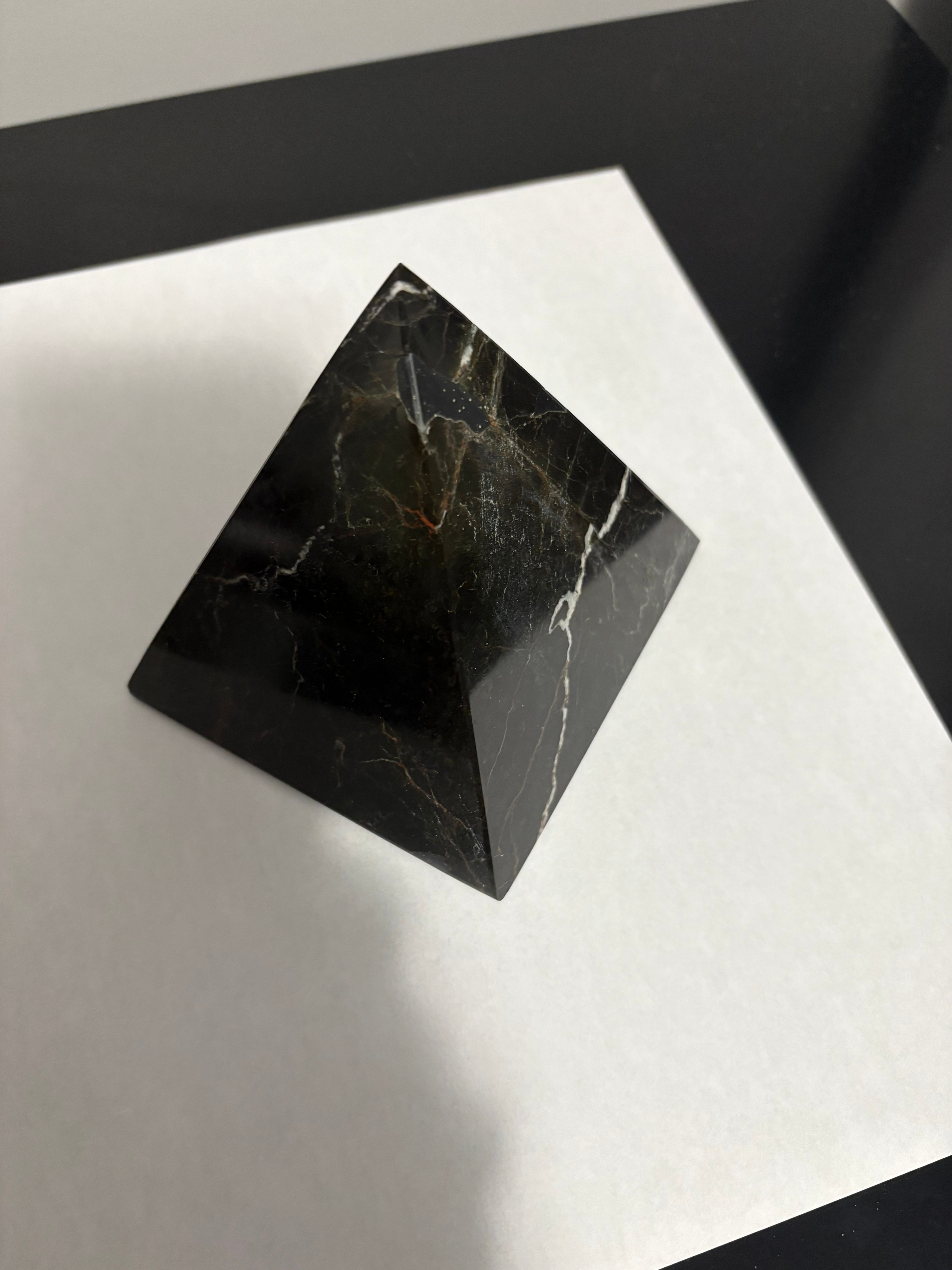 Black Marble Pyramid Decor Solid Gemstone Deliver - photo 2