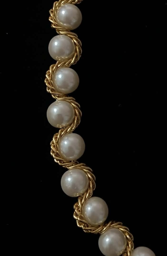 Vintage Caged Faux Pearl Necklace - 18 Inches - photo 2