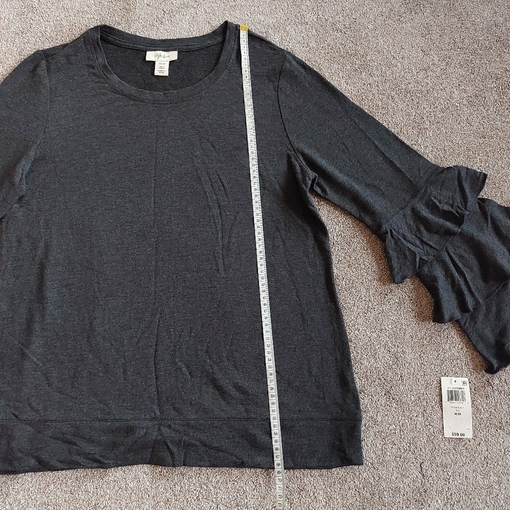 Style & Co. Dark Gray Long Sleeve Top Size M NWT Stretchy - photo 5