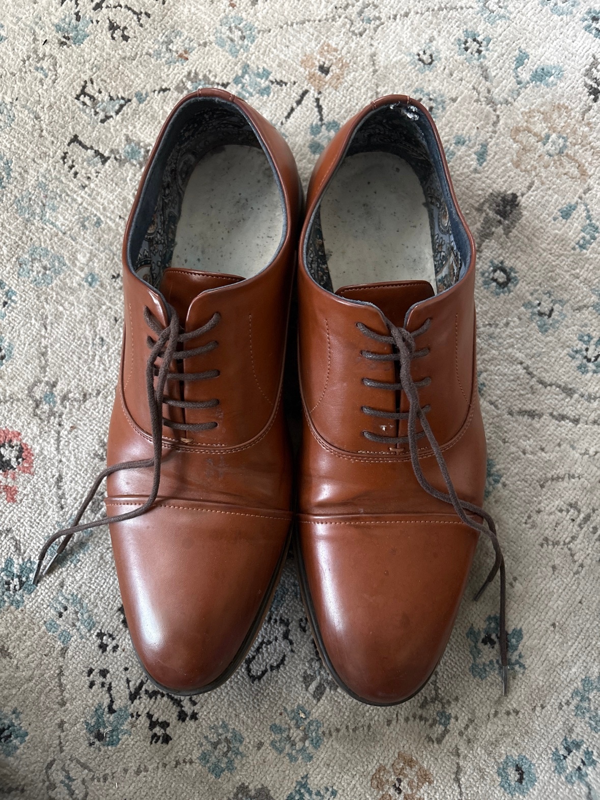 Men's Brown Leather Cap-Toe Oxford Dress Shoes – US 13