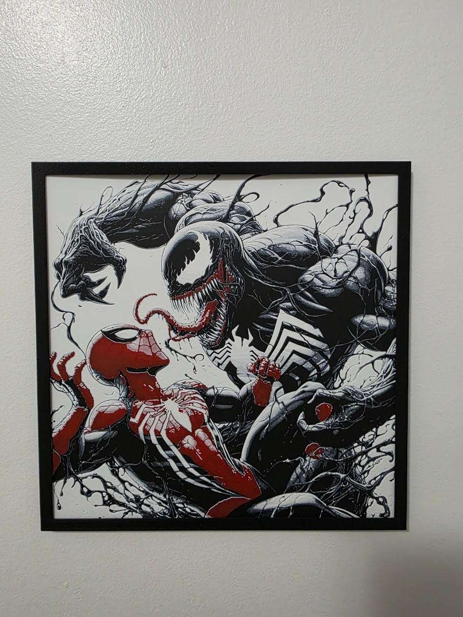 Dynamic Spider-Man vs Venom Showdown 3D Textured Framed Wall Art