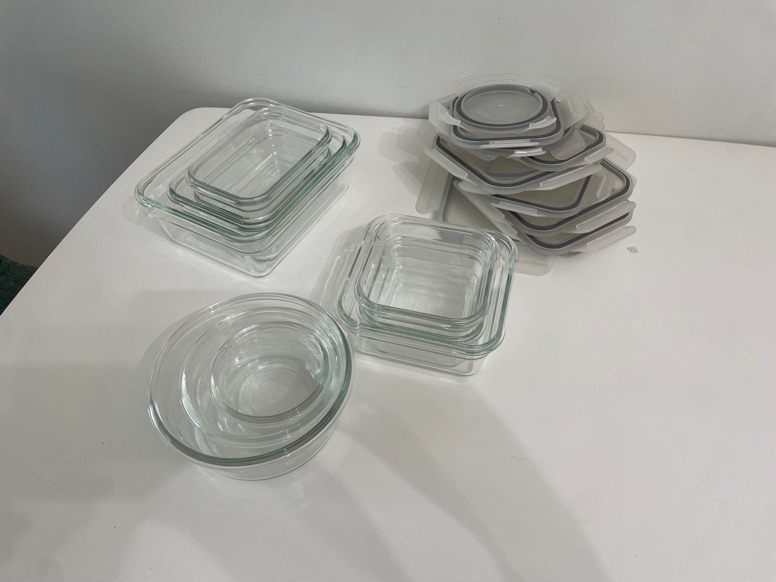 Glass food containers, set of 10 with lids
