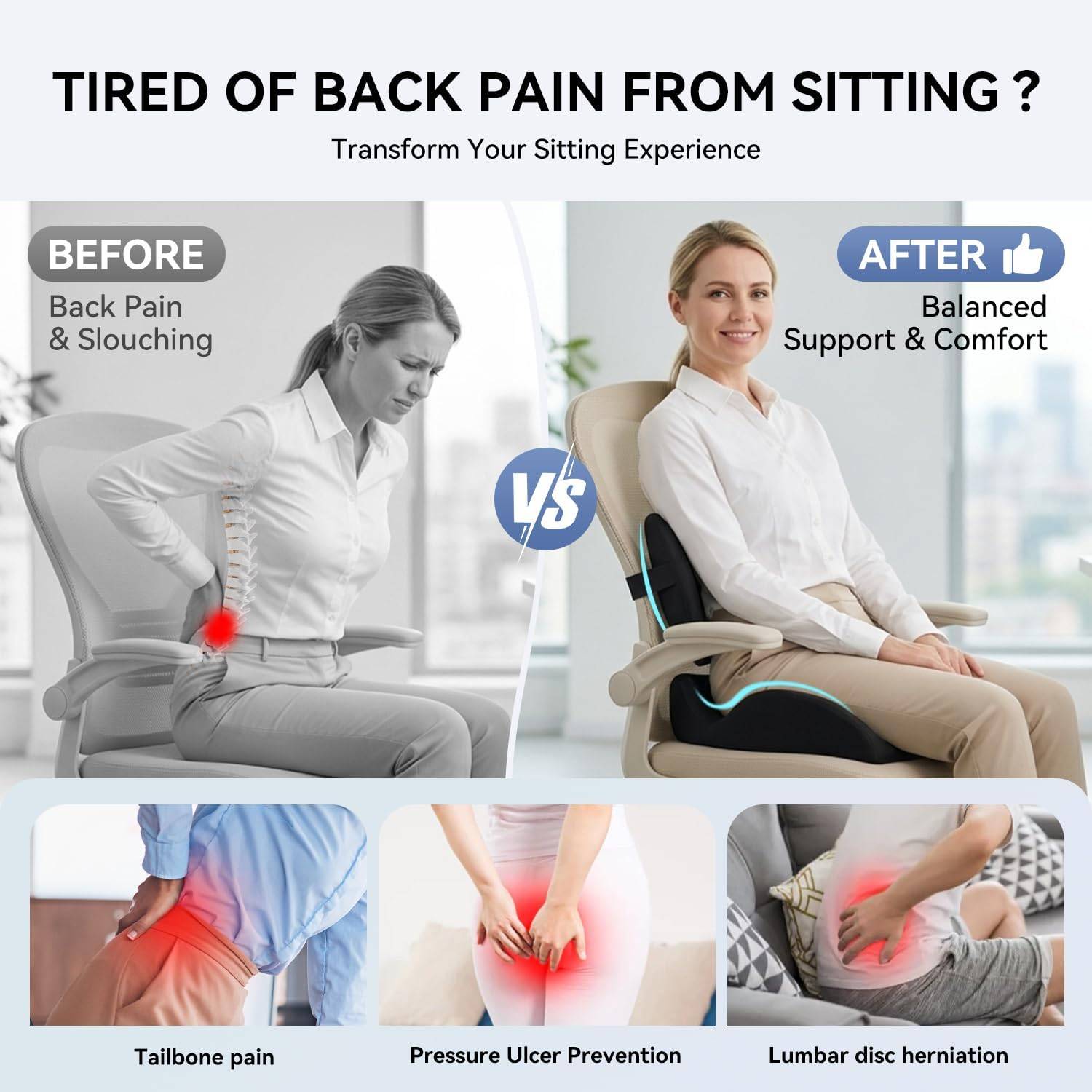 X Large Office Chair Cushion with Lumbar Support Pillow - photo 4