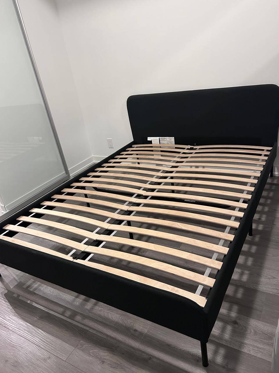 IKEA Black Upholstered Bed Frame – Mattress Optional