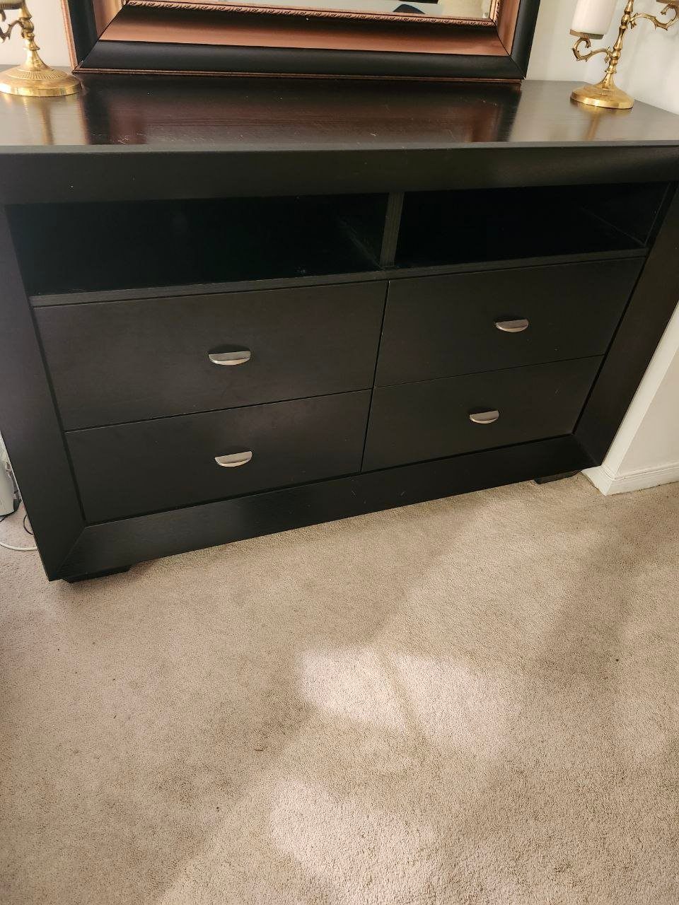 Black Dresser with Mirror – 4 Drawers & Shelves - photo 4