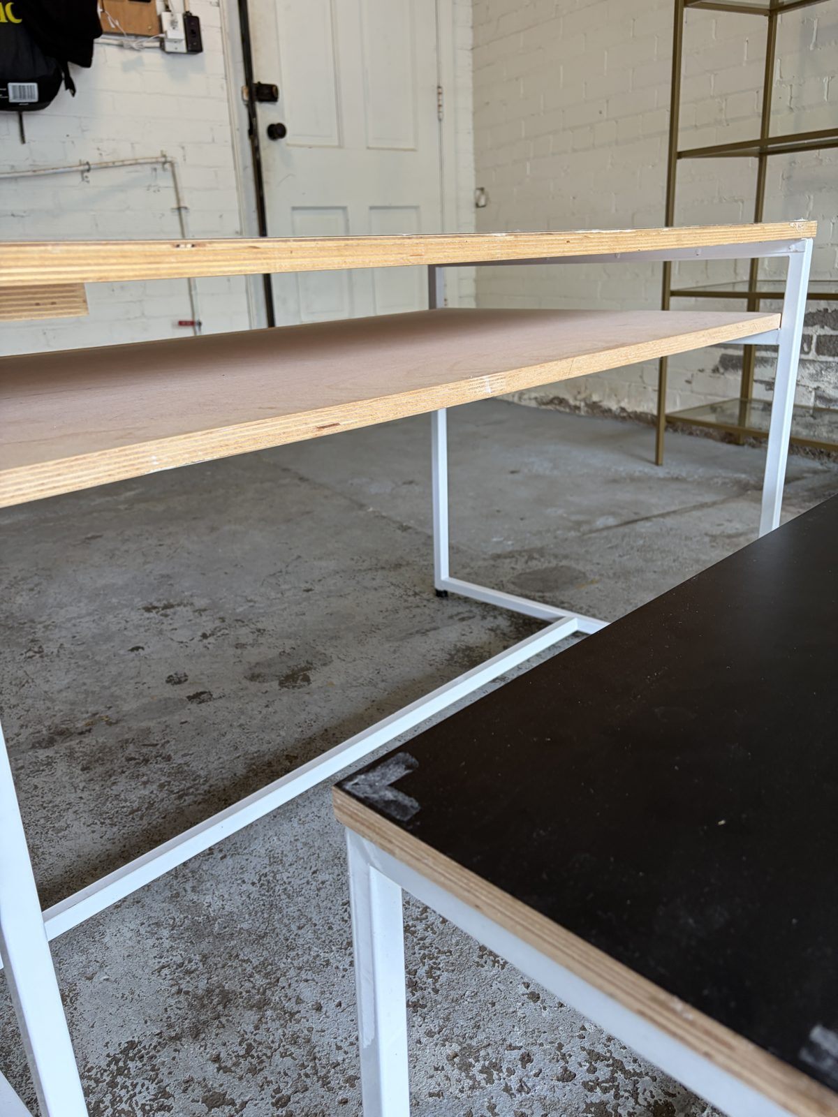 Modern Steel and Plywood Table with Matching Bench - photo 2
