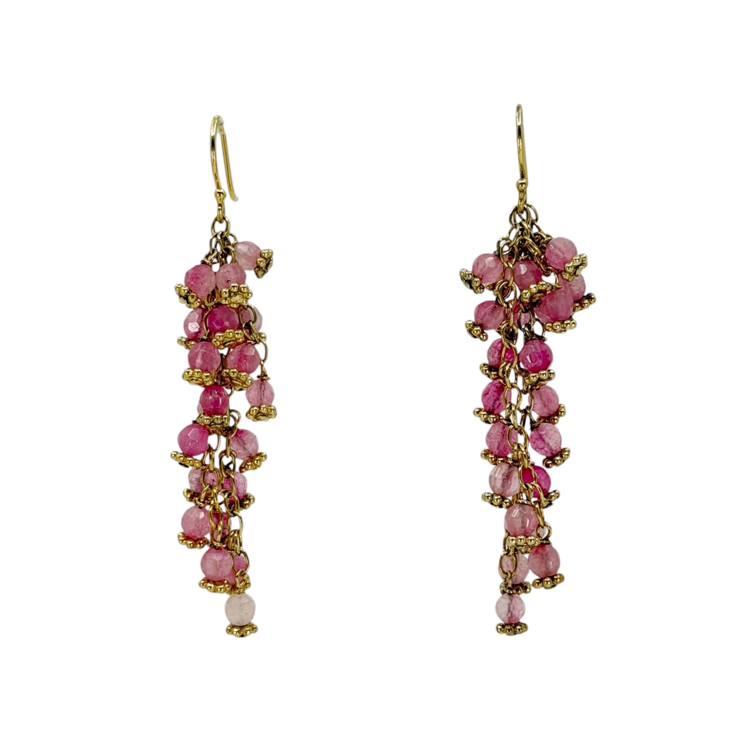 Gold vermeil sterling silver tourmaline beads drop earrings