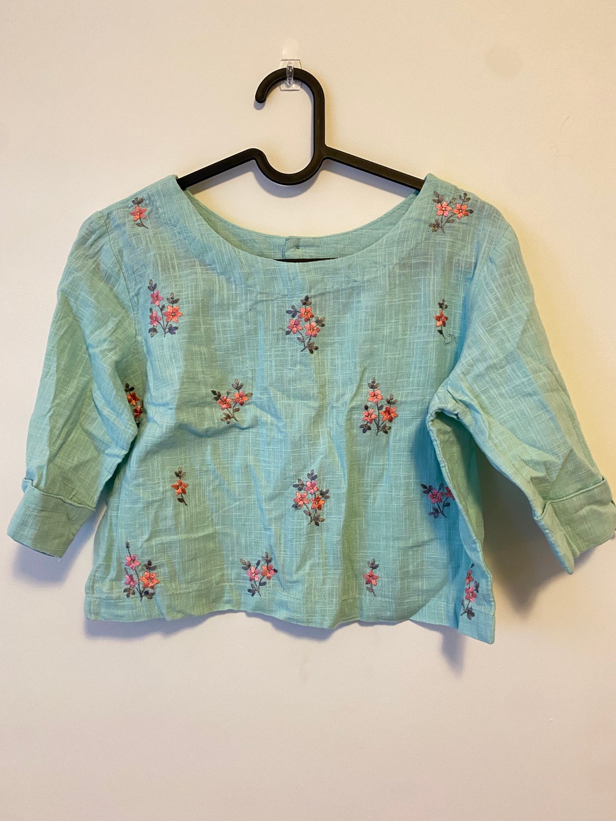 Bombay Paisley Mint Green Embroidered Top, Size S