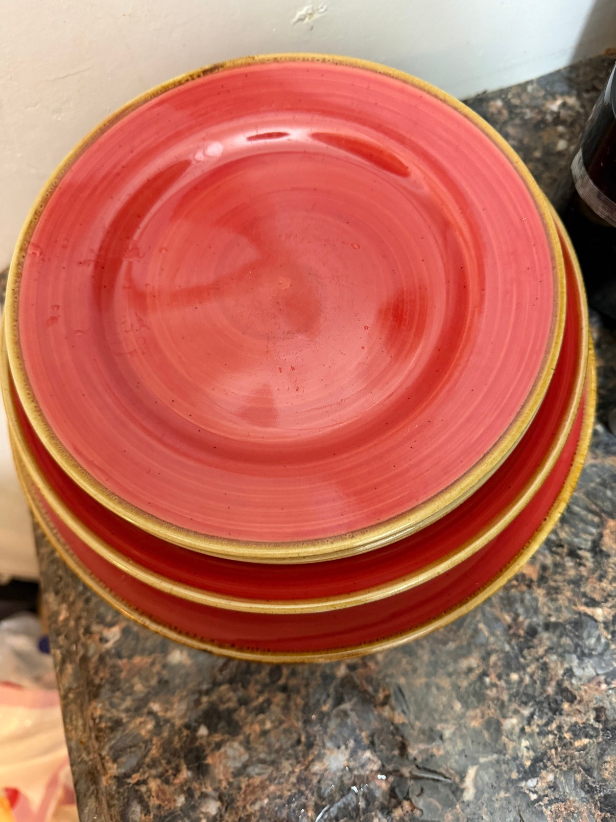 Red Ceramic Plates Set of 10