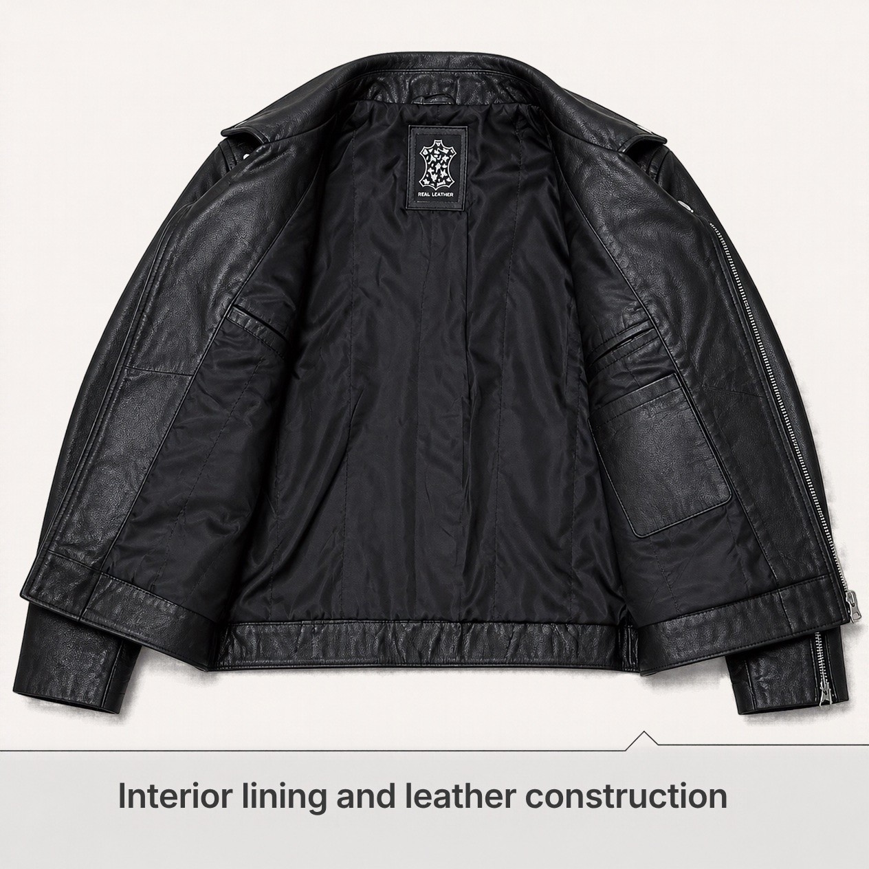 JKT-029 — Men's leather biker jacket — brand new, size M - photo 4