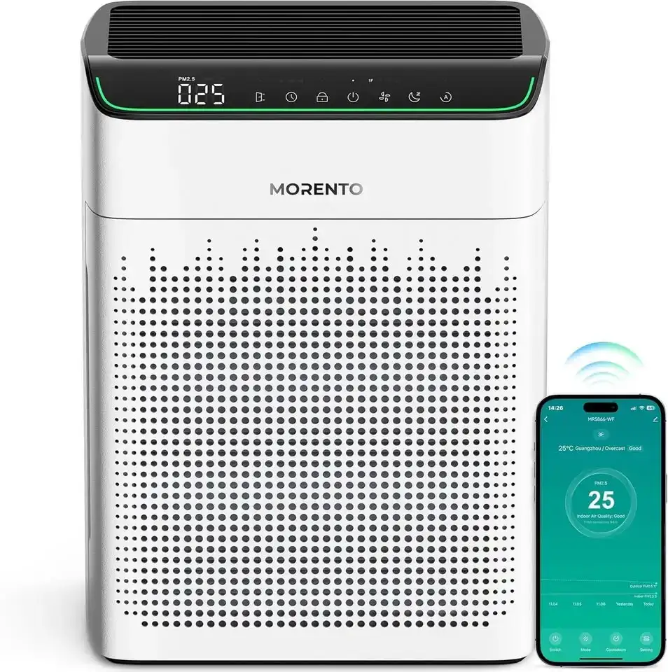 MORENTO Air Purifiers Smart WiFi Air Quality Monitor White