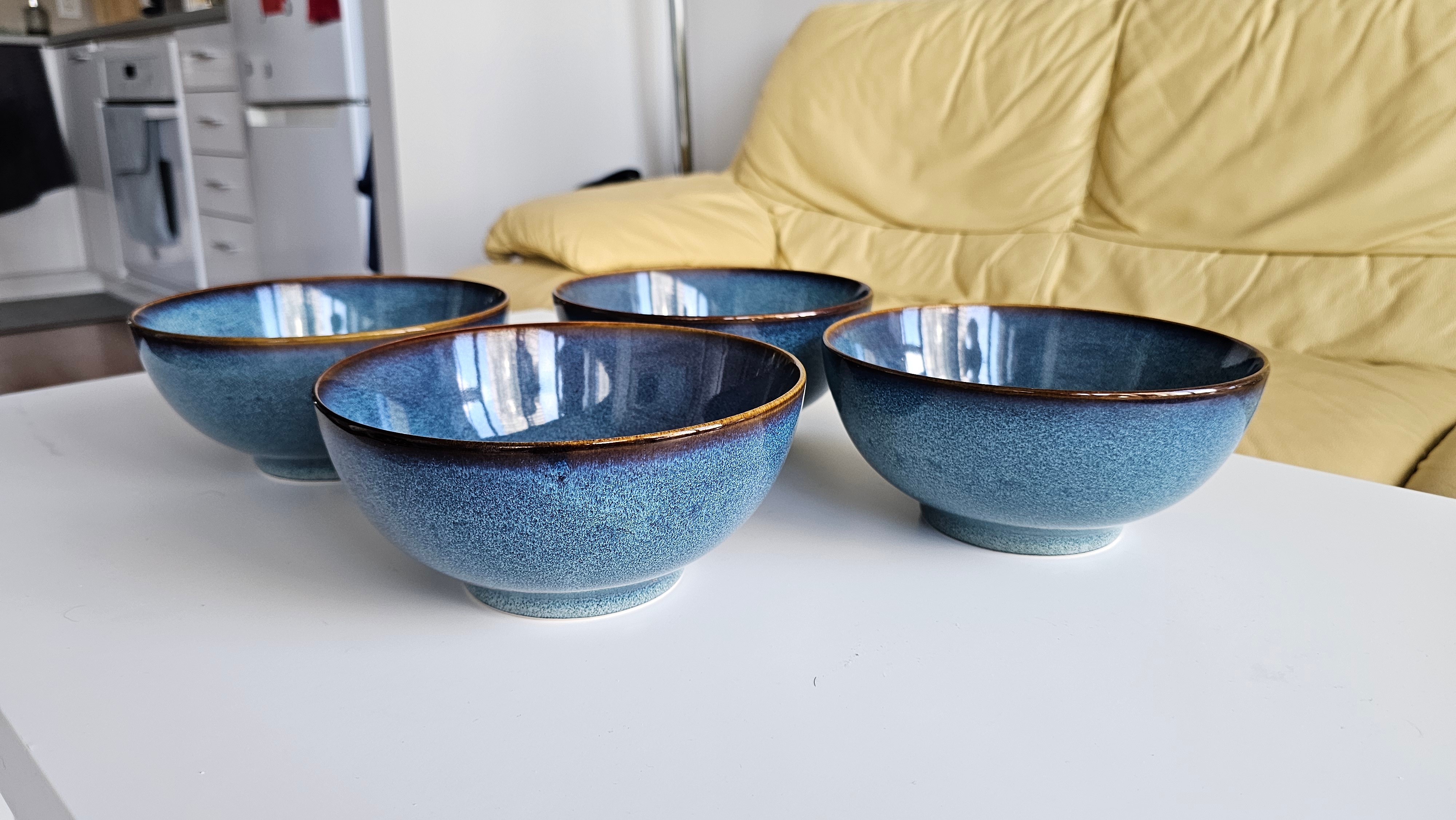 4× IKEA GLADELIG Blue Ceramic Bowls - photo 2