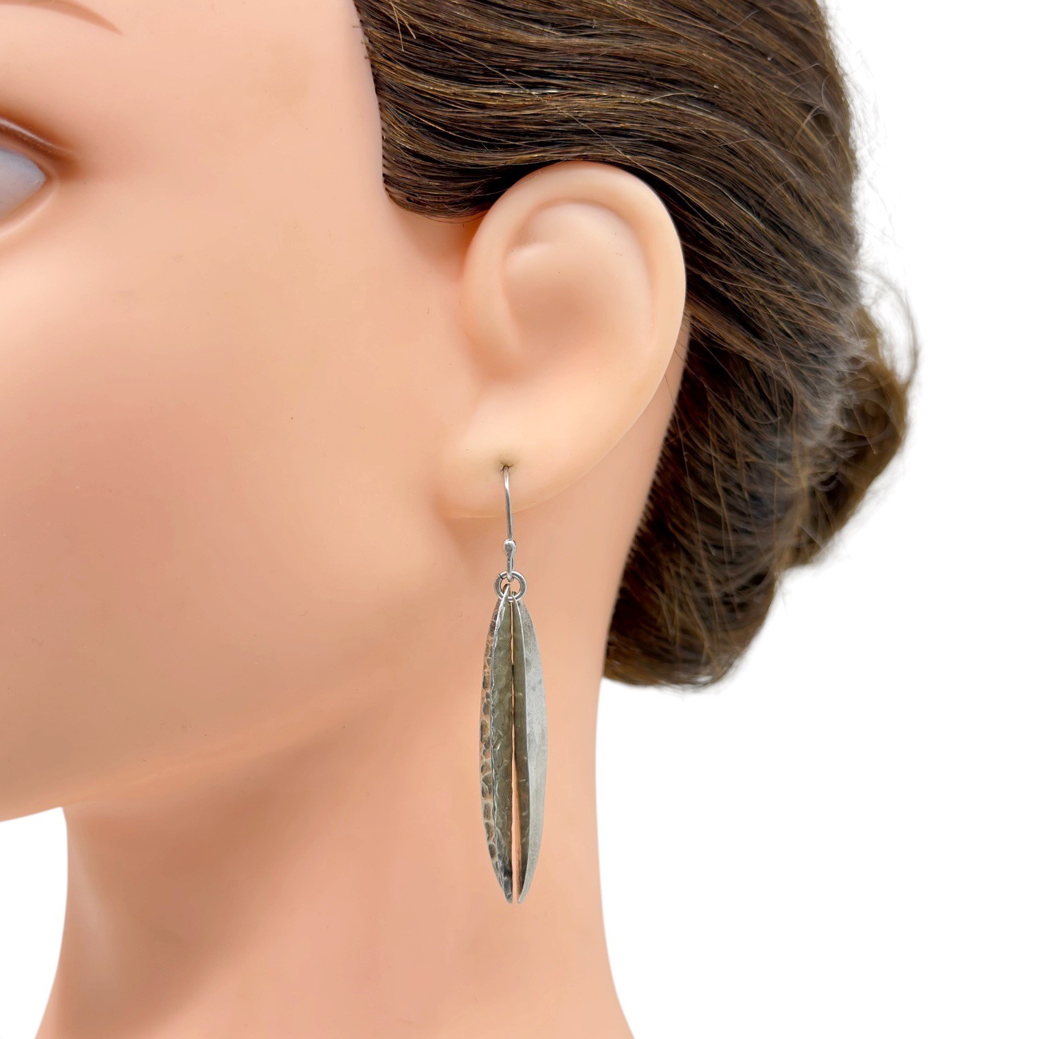 Vintage HOB Mexico 925 sterling silver leaf drop earrings - photo 4