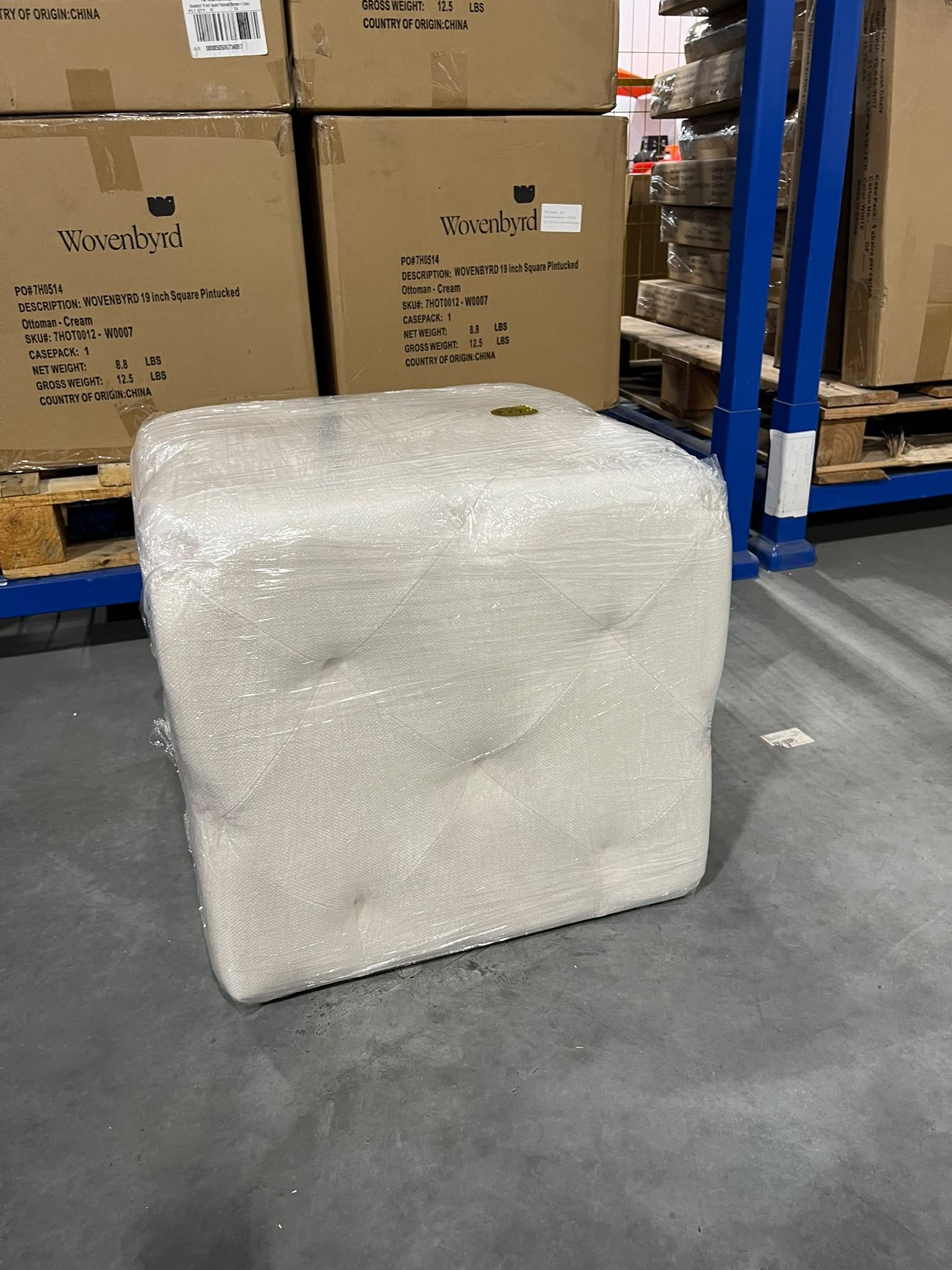 Square Ottoman $49 🛋️ Brand New – 19" Pintucked, Cream - photo 3