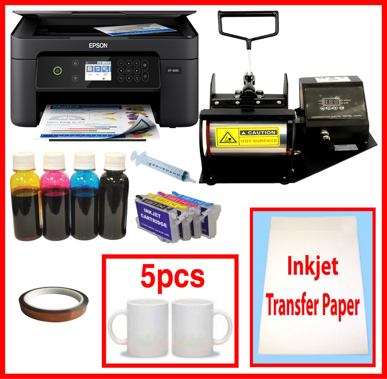 New 110V Sublimation Mug Heat Transfer Press Printer Combo
