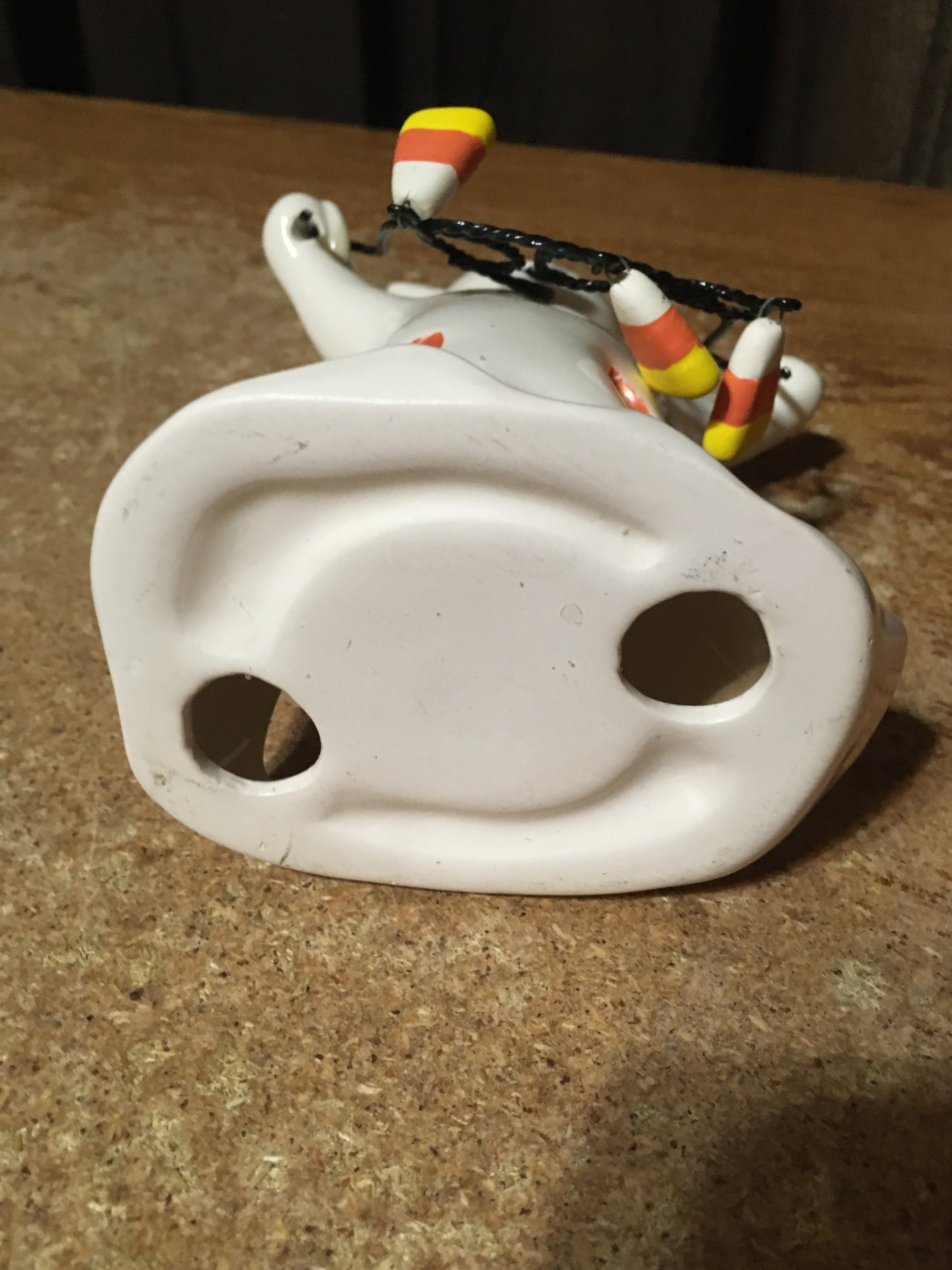 HALLOWEEN CERAMIC GHOST CANDLE HOLDER WIRE BOO HANGING CANDYCORN - photo 5