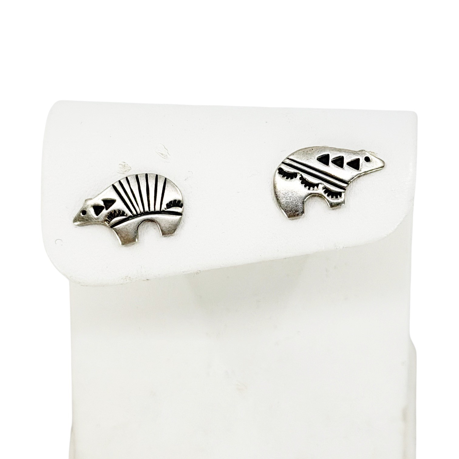 NW Zuni Sterling silver bear stud earrings