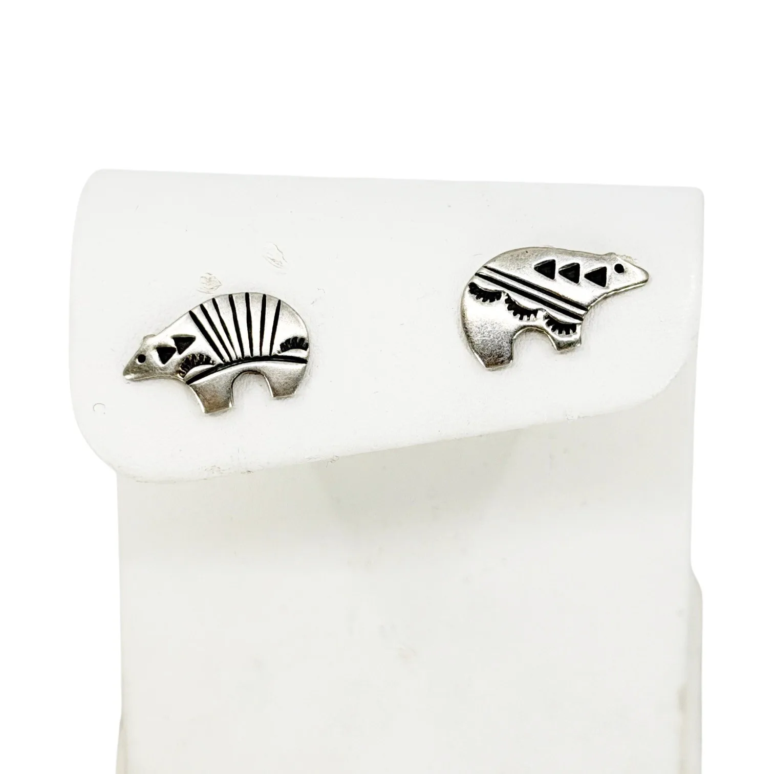 NW Zuni Sterling silver bear stud earrings