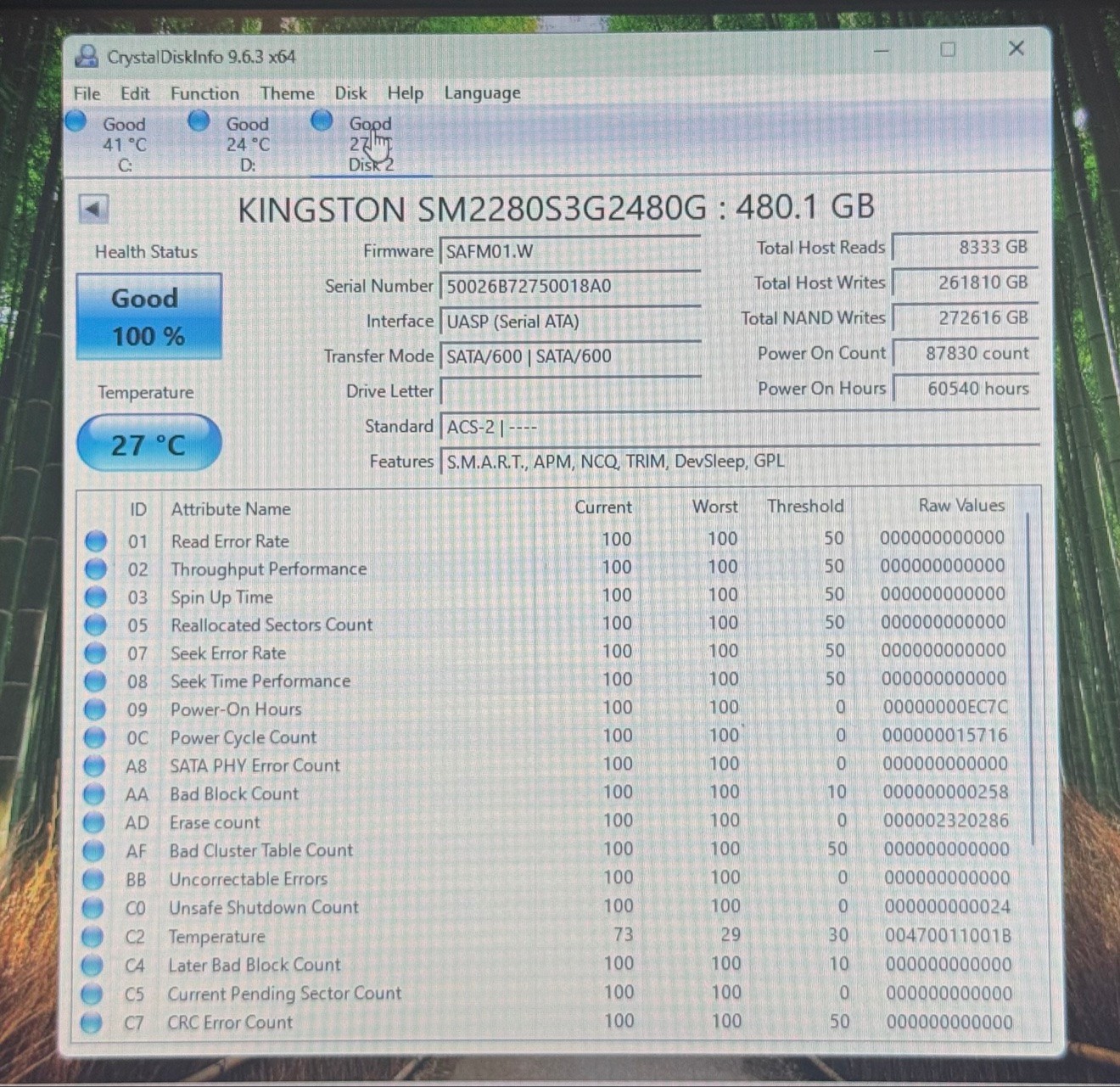 Kingston 480GB M.2 SATA SSD - 100% Health - photo 3
