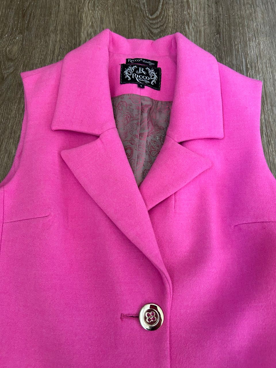 Women vest long coat pink size S - photo 2
