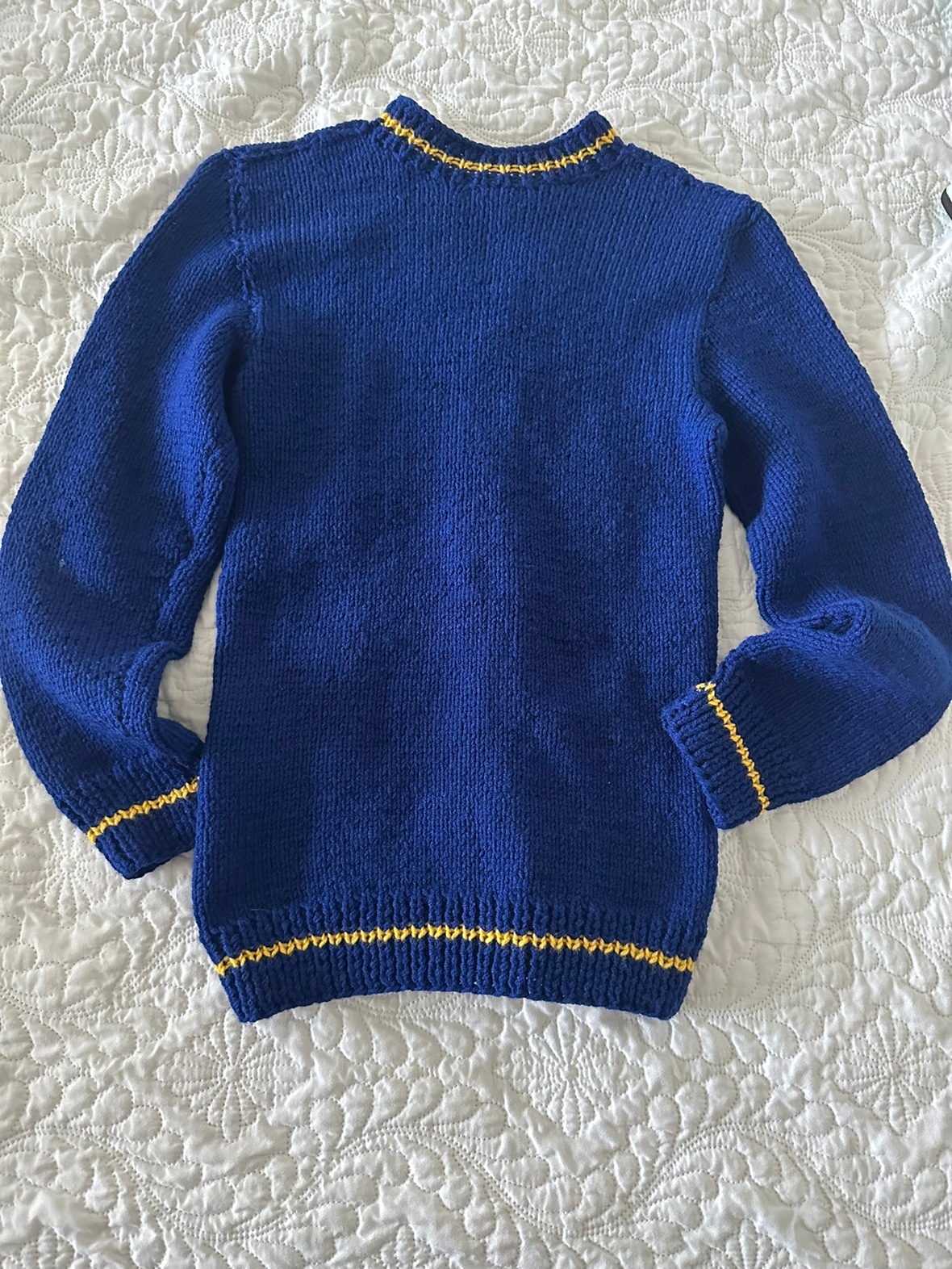 Blue and Yellow hand made Knit Sweater - photo 2