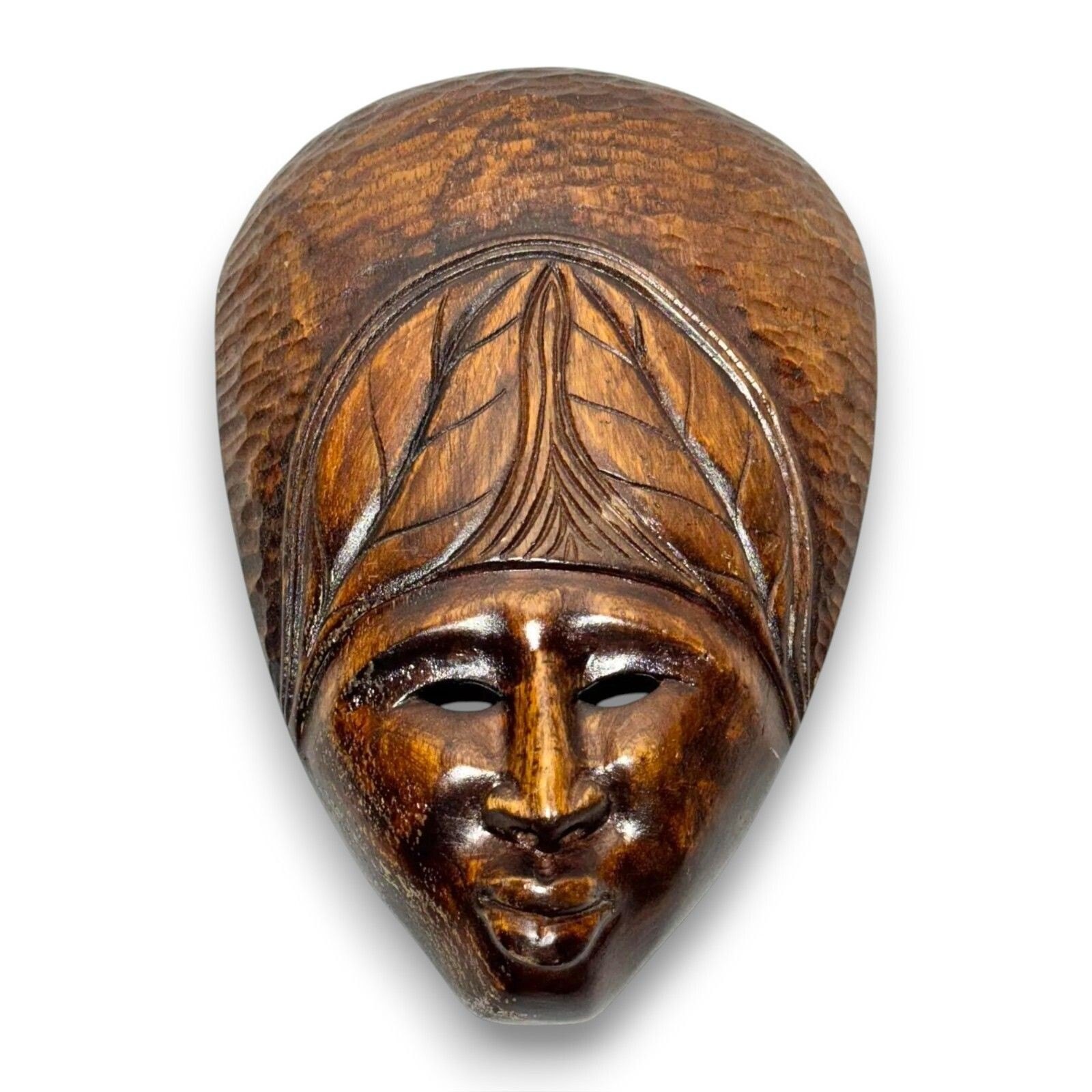 Vintage Hand-Carved Wooden Aruba Tribal Mask Wall Decor 14" - photo 2