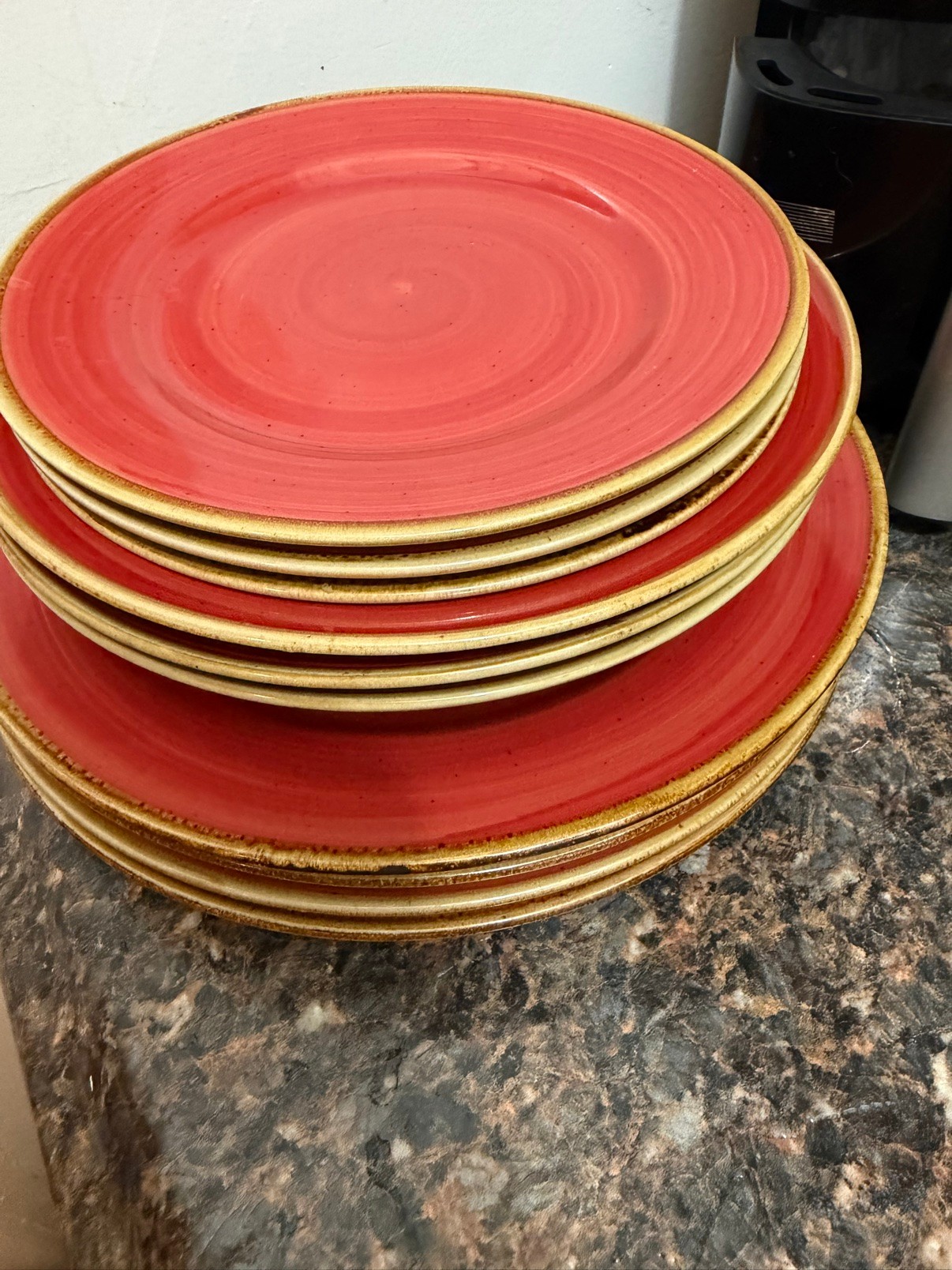 Red Ceramic Plates Set of 10 - photo 2