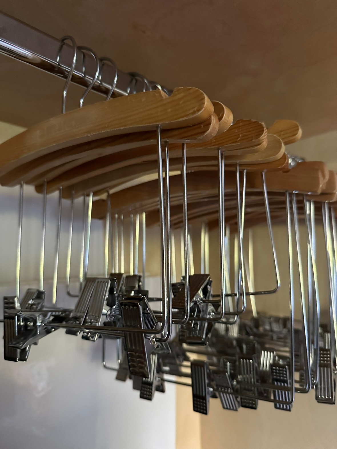 Bundle of Wooden Hangers with Clips in two sizes