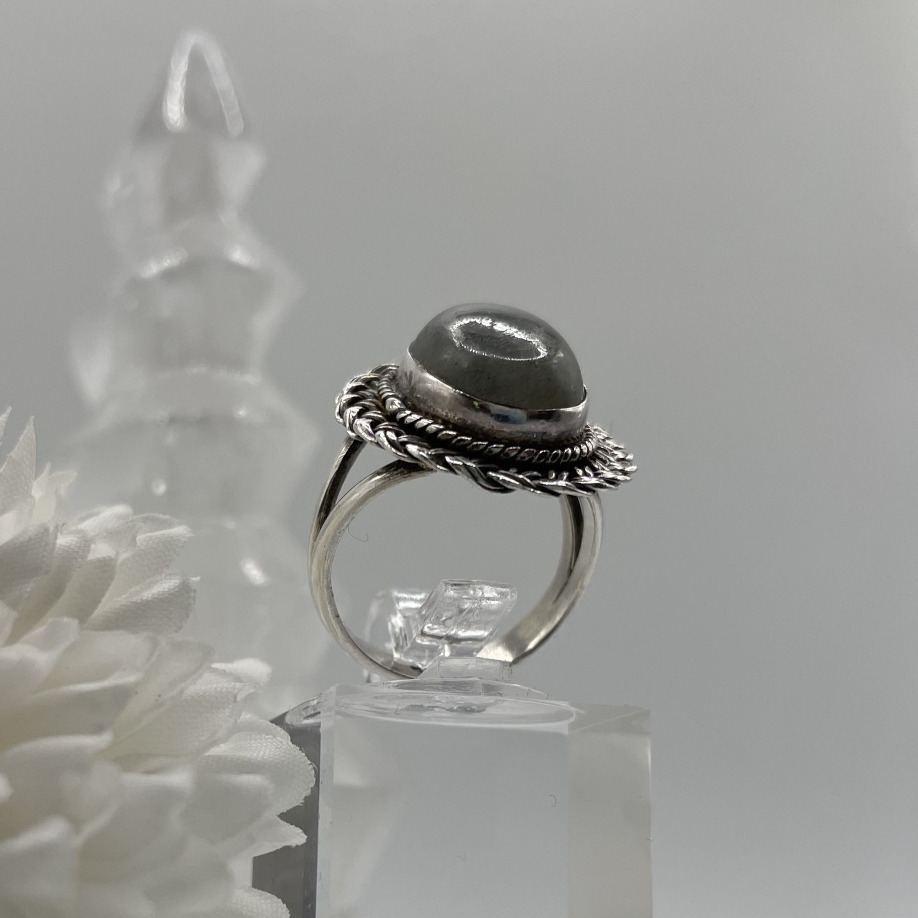 Vintage Labradorite Sterling Silver Ring (Size 5) - photo 5
