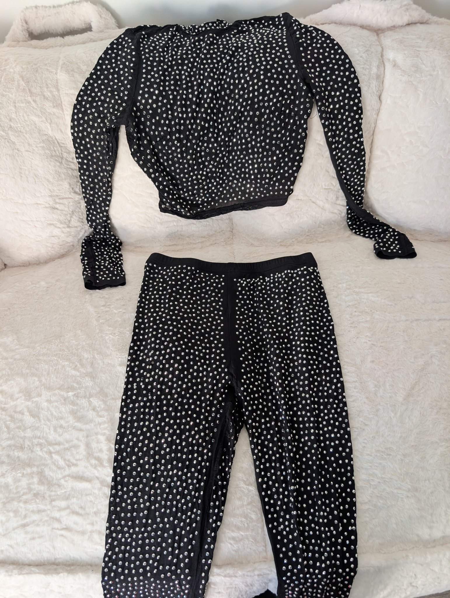 Black Rhinestone Two-Piece Set