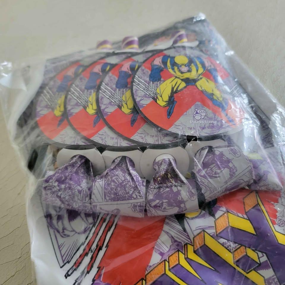 Vintagec1992 Marvwl X-men party favors for 4  hats blowouts bags - photo 5