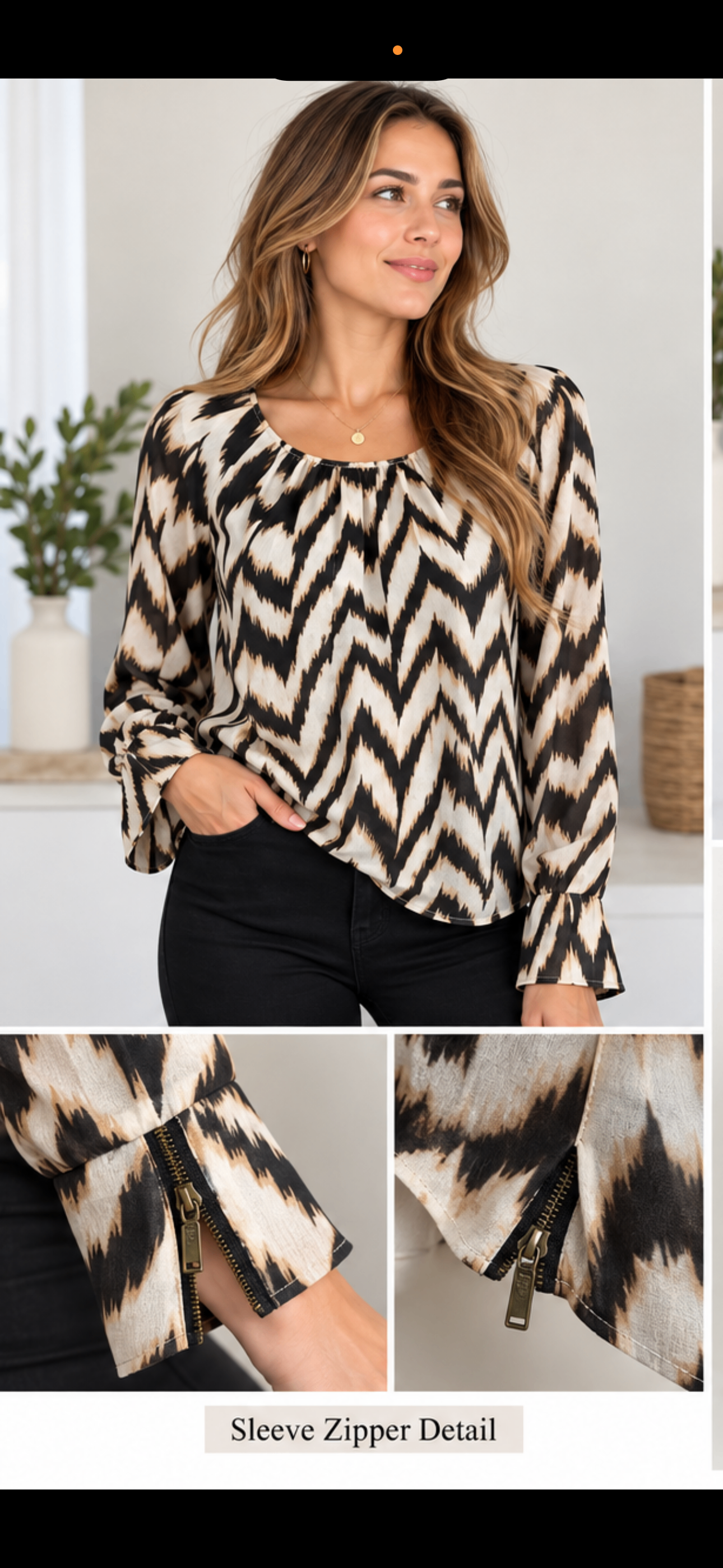 Vintage Y2K Dynamite Chevron Print Long Sleeve Blouse - photo 4
