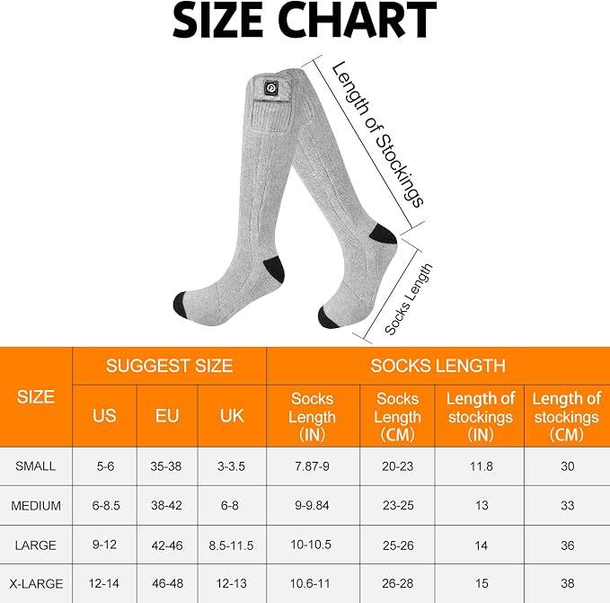 UNISEX HEATED SOCKS, RECHARGABLE BATTERY POWERED - photo 5