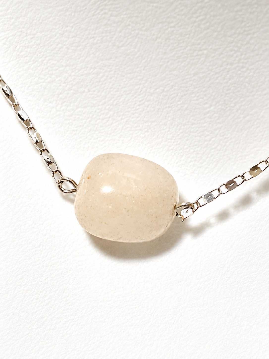 Natural Rose Quartz Short Necklace, Stainless Chain
