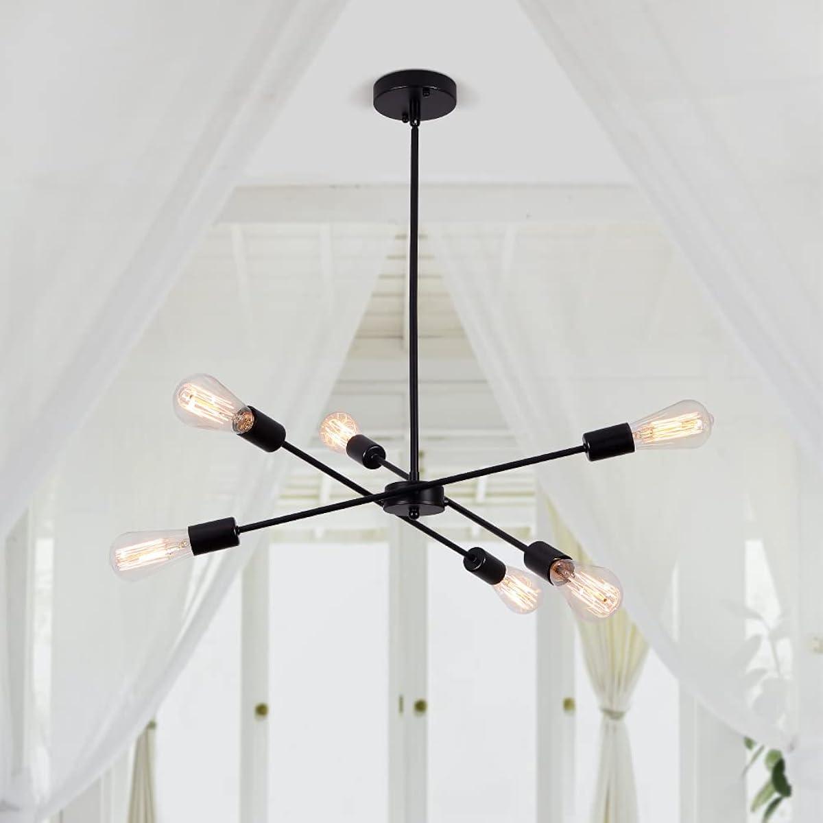 Black Sputnik Chandelier 6-Light Pendant