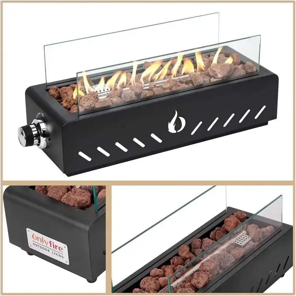 Tabletop Fire Pit Lava Rock & Glass Mounted Propane Gas Fire Pit - photo 4