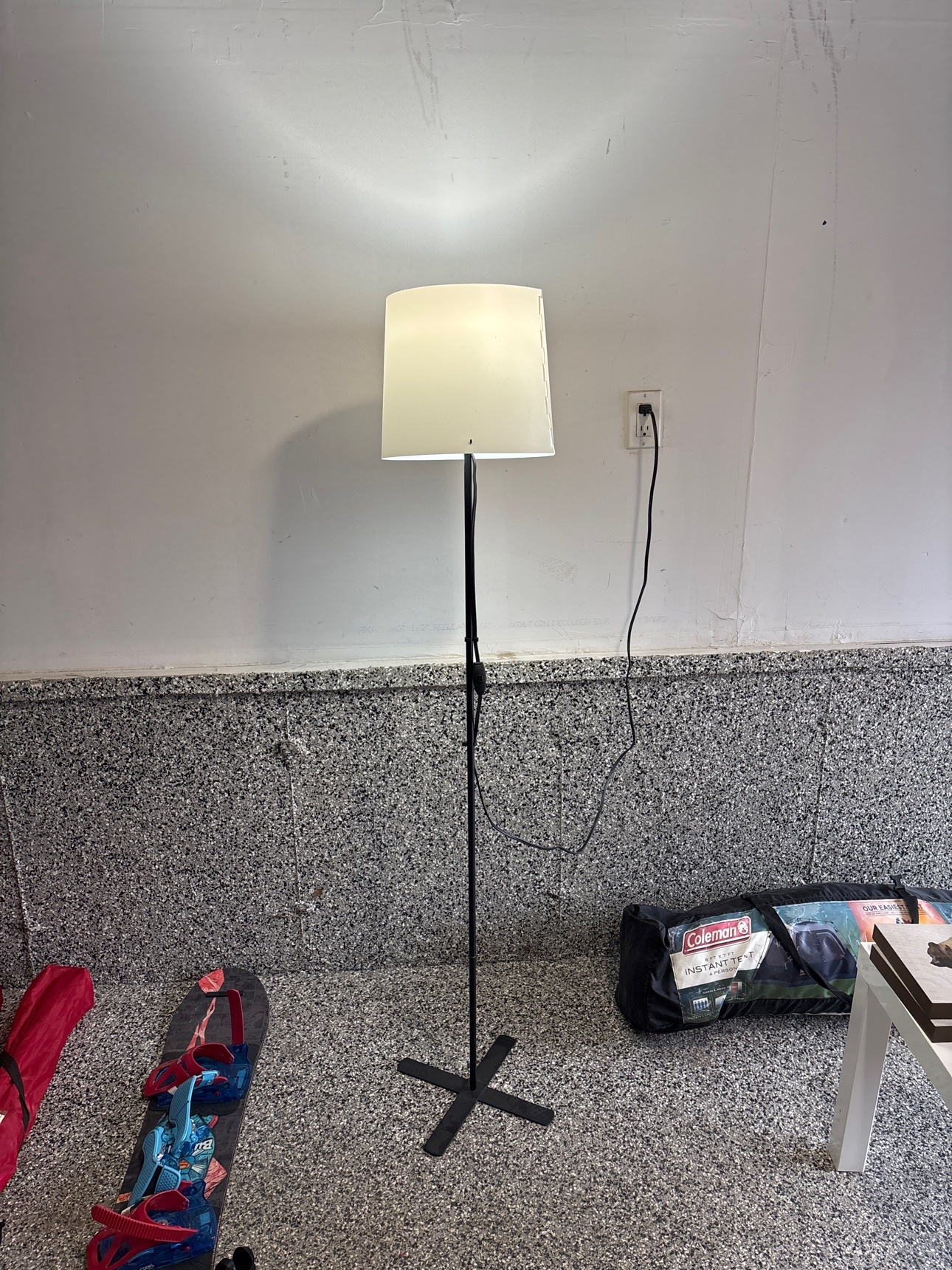 Floor Lamp - Black Stand with White Shade, Working