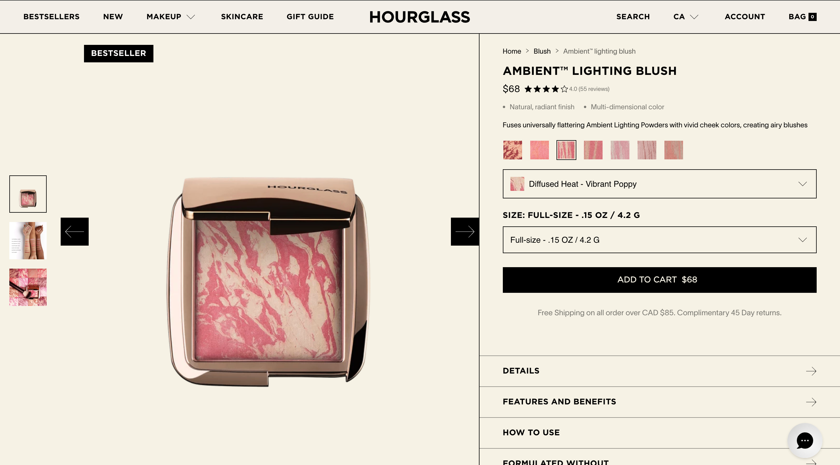 Hourglass Ambient Lighting Blush, Diffused Heat, Full Size - photo 2