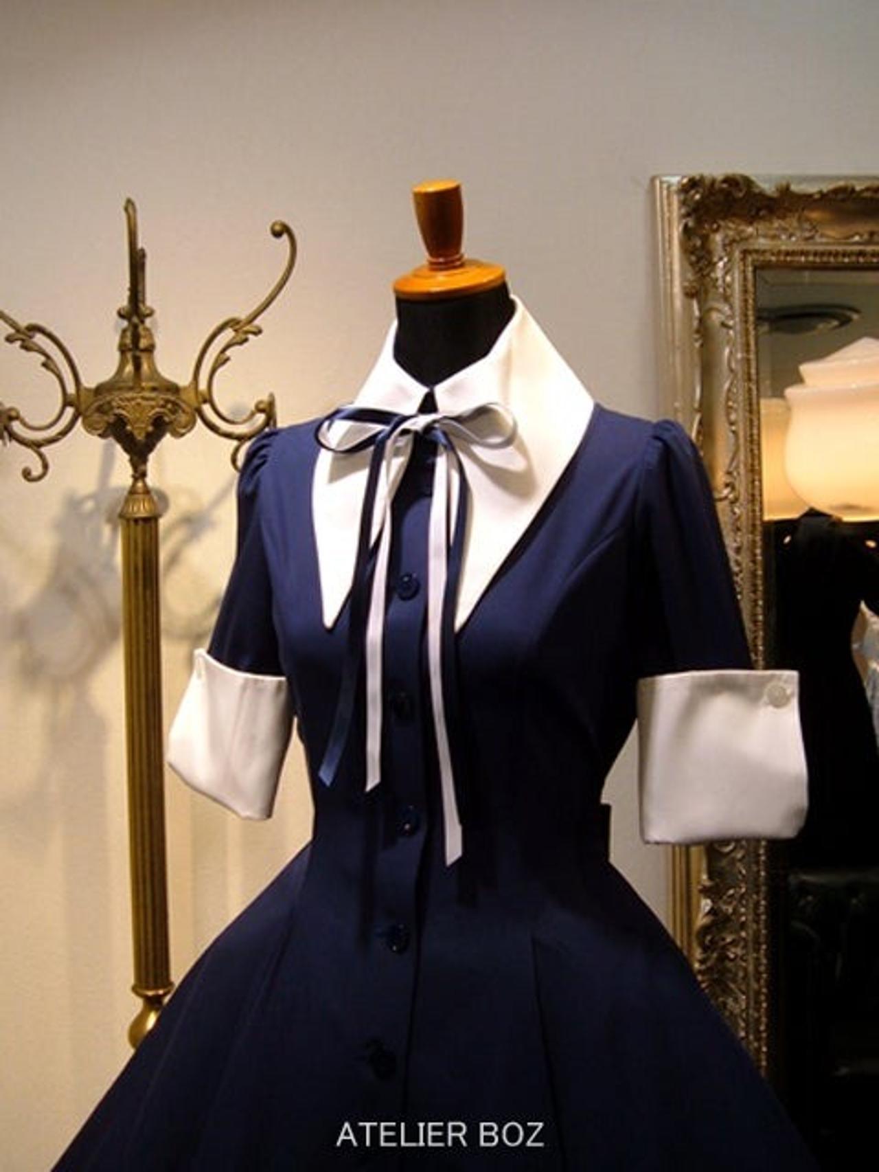 Atelier Boz Carol OP Navy Sailor Collar Dress - Size S