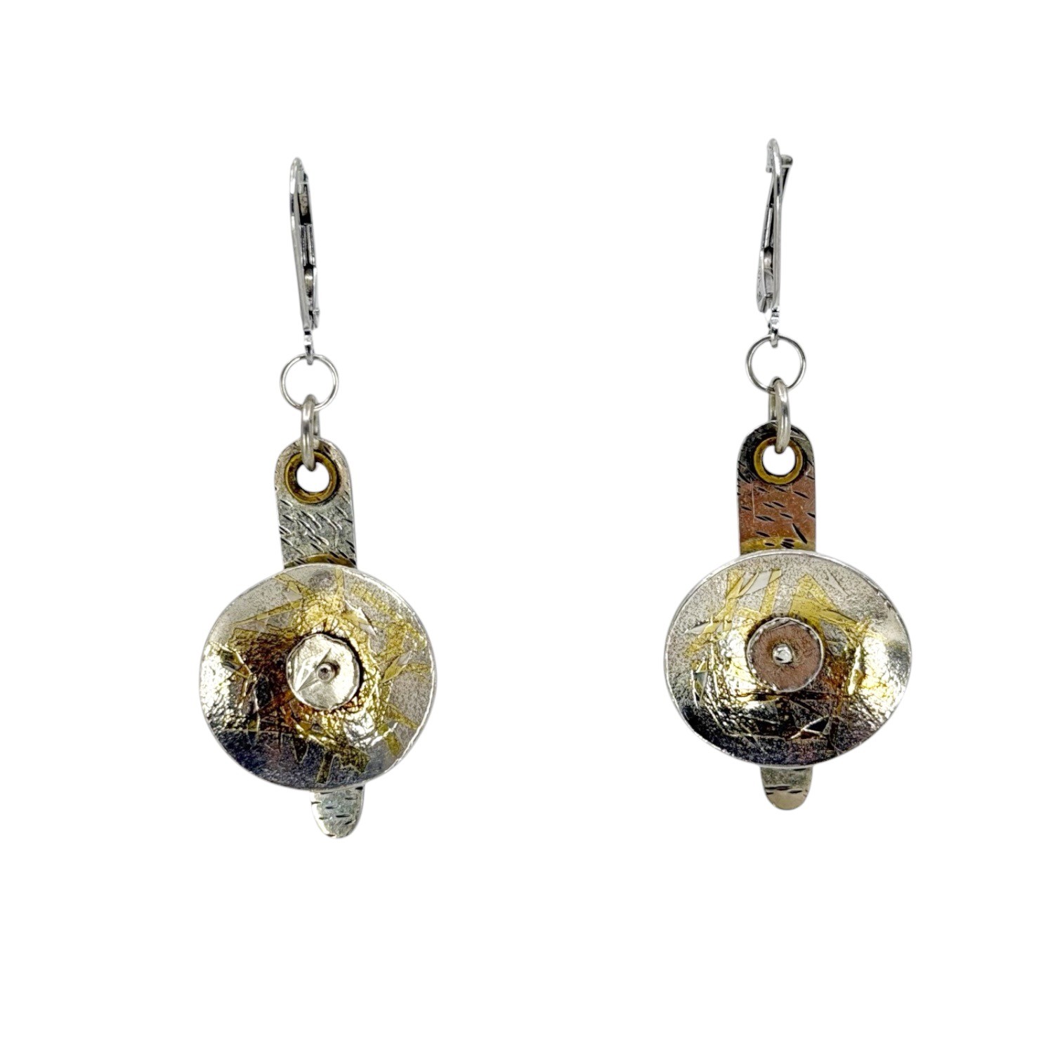 Hand Made 24k gold & sterling silver drop earrings