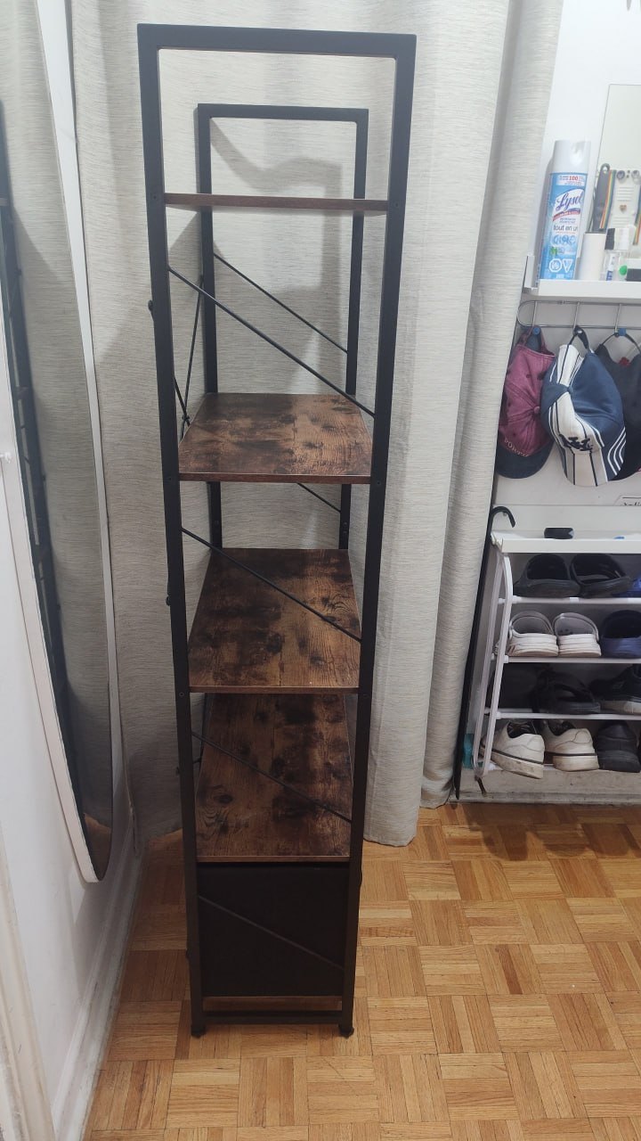 IdealHouse Industrial 5 Tier Tall Bookshelf with Fabric Drawer - photo 4