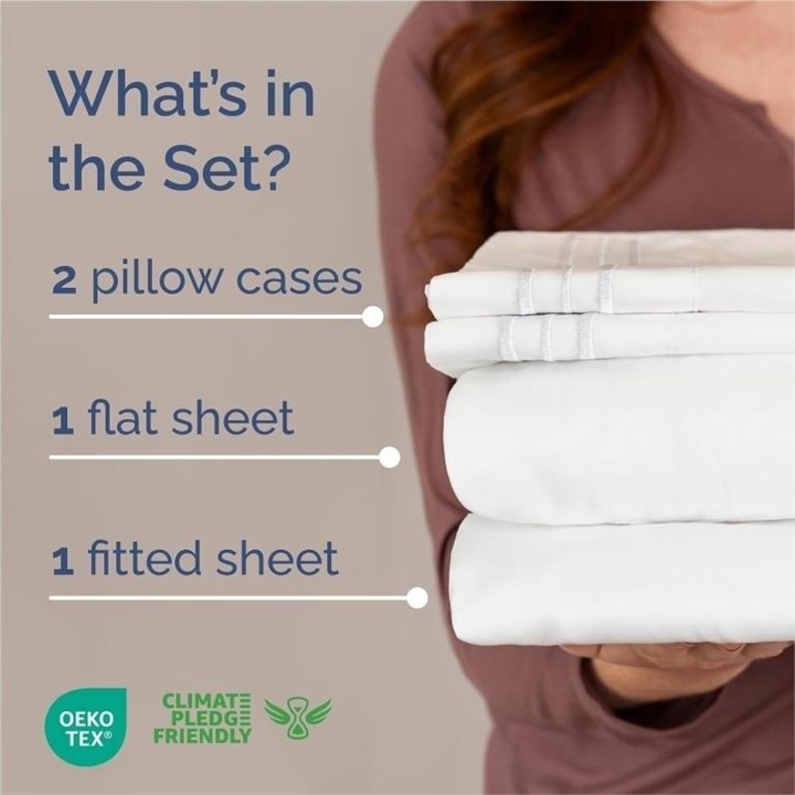Full Sheet Set 4-Pc Comfy Breathable Cooling Antique White - photo 2