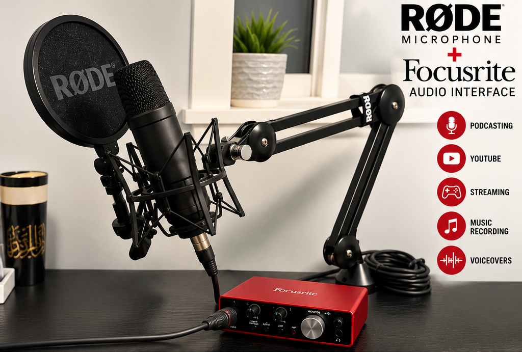 Rode Condenser Microphone + Focusrite Scarlett Solo Bundle